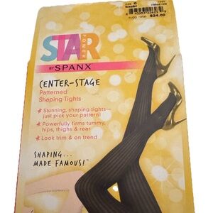 SPANX Star Power Patterned Shaping Tights, Ribbed Row size C in Backdrop Black